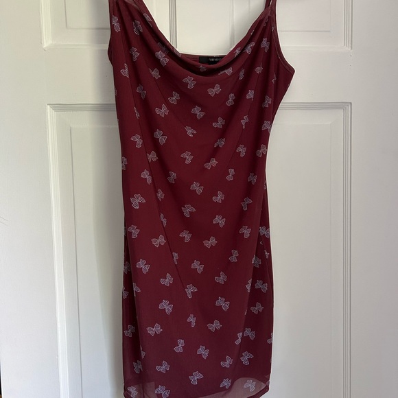 Forever 21 Dresses & Skirts - Forever 21 Red Slip Mini Dress Sleeveless Cowl Neck